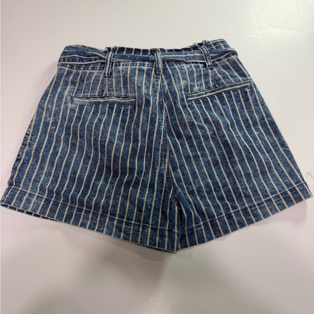 American Eagle Outfitters Blue Striped High Waist Shorts - Picture 4 of 6